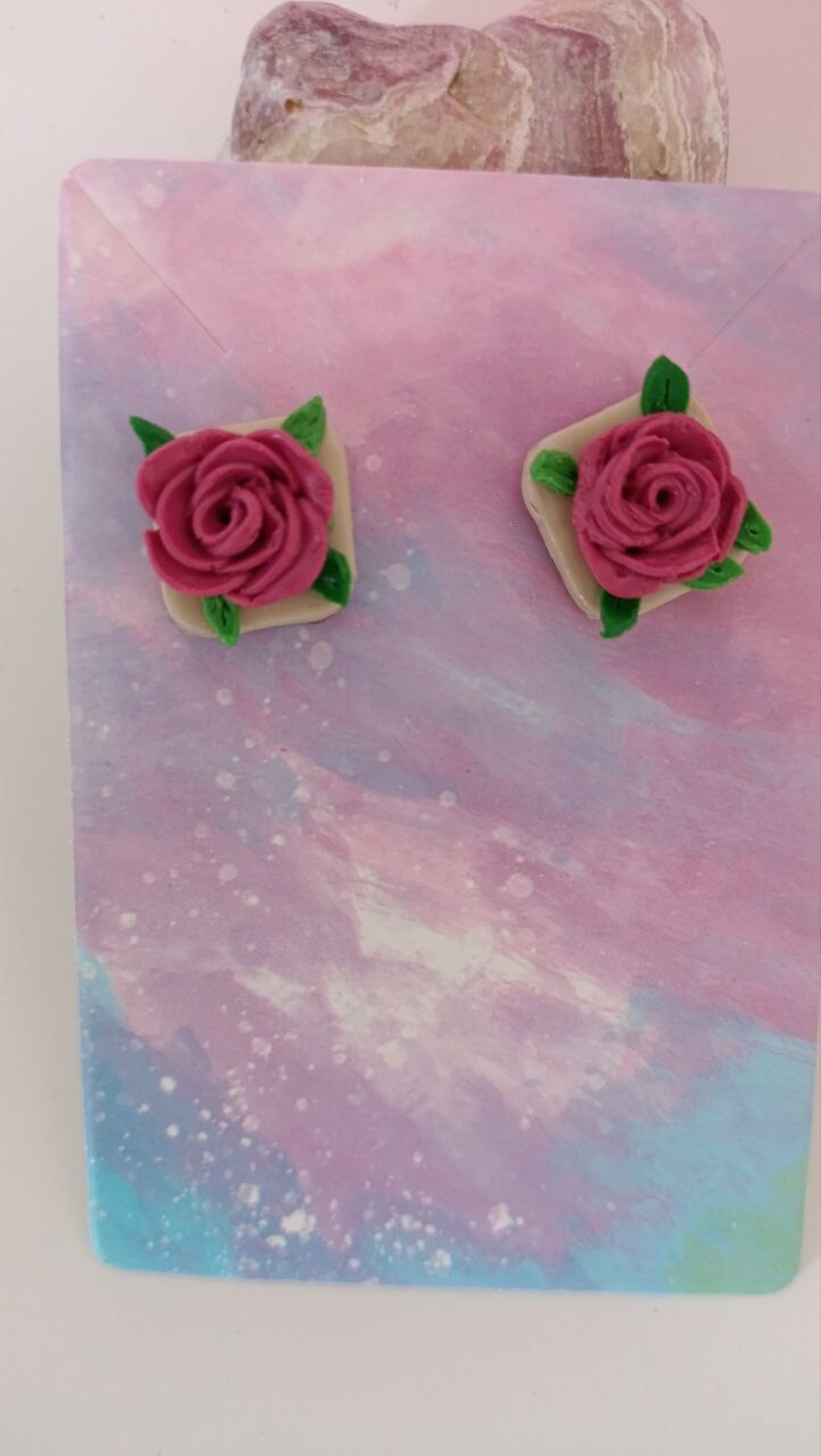 Pendientes Pequeños Rosa 3D - 1